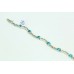 Handcrafted 925 Sterling Silver Marcasite Blue Turquoise Stones Bracelet 7.9'